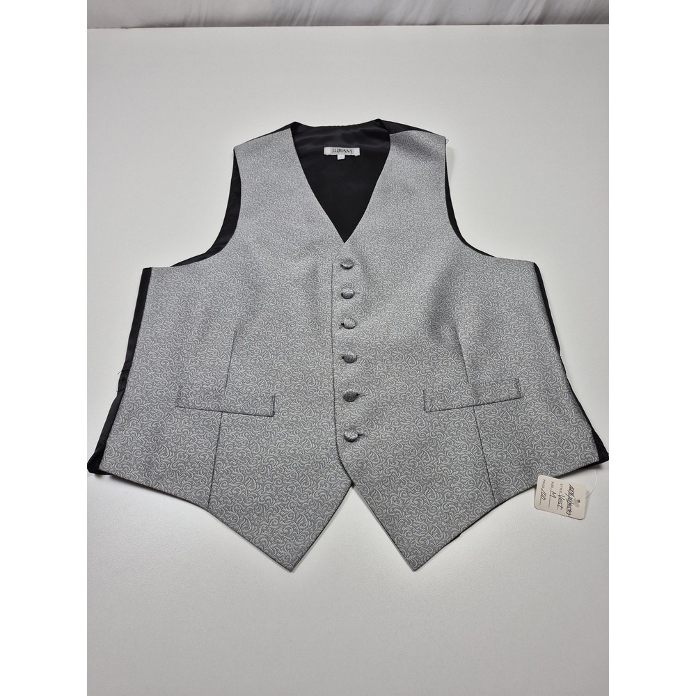 Lubiam Suit Vest Mens M Gray 100% Polyester Paisley Tuxedo Formal Wedding
